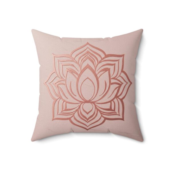 Elegant Faux Suede Square Pillow with Lotus Design, Home Sanctuary Meditation Cushion Zen Living Room Accent, Gift for Her gift for Female Archetype