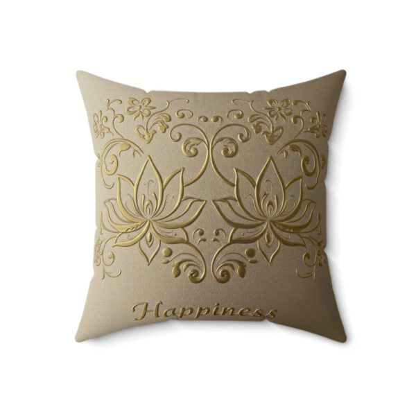 Serene Floral Faux Suede Pillow | Happiness Home Decor, Meditation Cushion, Gift for Her, Cozy Living Room Decor, Wedding Gift